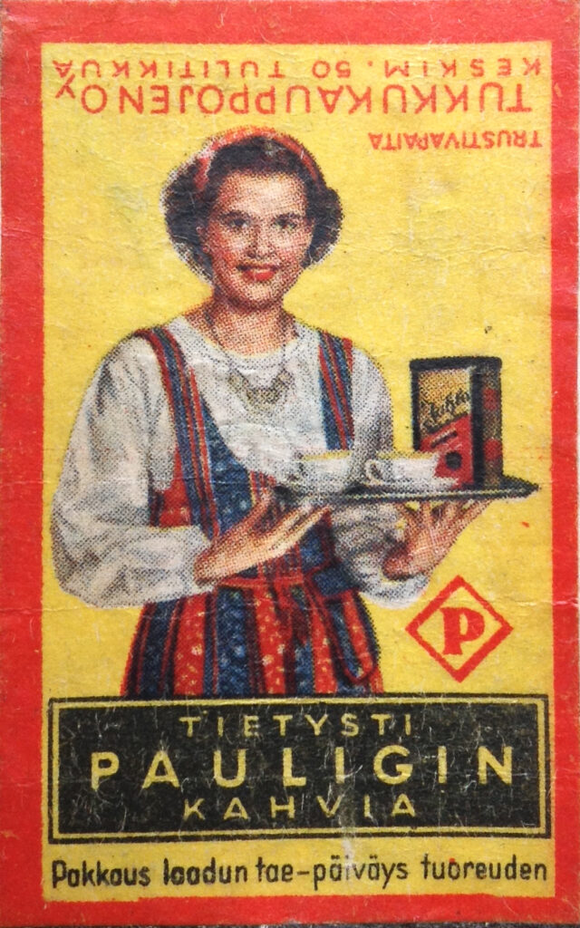 Old coffee picture with national costume.